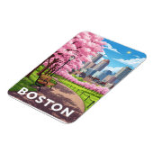 Magnet Flexible Boston skyline sous fleurs de cerisiers en fleurs (Côté Gauche)