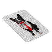 Magnet Flexible Boston Terrier avec Cravate rouge et moustache 2 (Côté Droit)