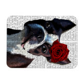 Magnet Flexible Boston Terrier avec Rose sur Head (Horizontal)