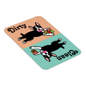 Magnet Flexible Boston Terrier Cartoon Dirty / Clean (Côté Droit)