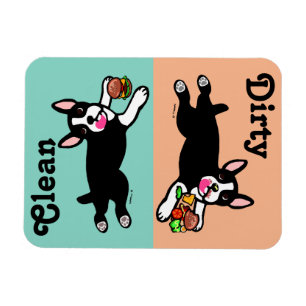 Magnet Flexible Boston Terrier Cartoon Dirty / Clean