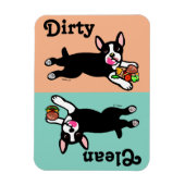 Magnet Flexible Boston Terrier Cartoon Dirty / Clean (Vertical)