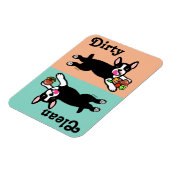 Magnet Flexible Boston Terrier Cartoon Dirty / Clean (Côté Gauche)