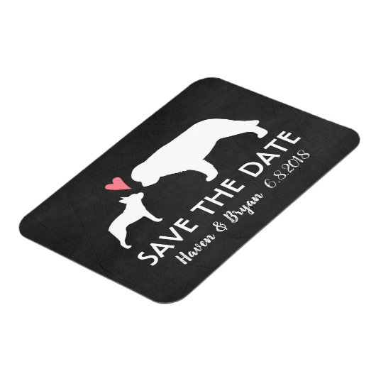 Magnet Flexible Boston Terrier et Saint Bernard Enregistrer la dat (Côté Gauche)