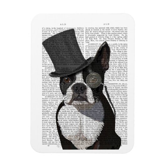 Magnet Flexible Boston Terrier, Formal Hound et Casquette (Vertical)