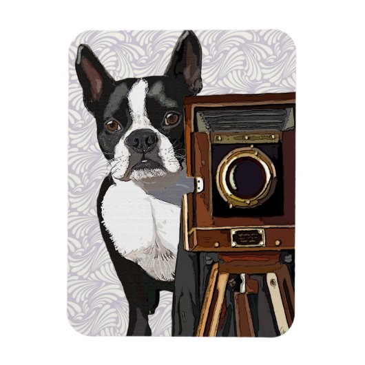 Magnet Flexible Boston Terrier Photographer 2 (Vertical)