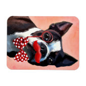 Magnet Flexible Boston Terrier Portrait avec Cravate Red Bow et 2 (Horizontal)