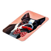 Magnet Flexible Boston Terrier Portrait avec Cravate Red Bow et 2 (Côté Gauche)