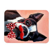 Magnet Flexible Boston Terrier Portrait avec Cravate Red Bow et 3 (Horizontal)