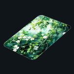 Magnet Flexible Botanical Watercolor White Blossoms Green Leaves<br><div class="desc">Spring gardens and botanical elegance with white blossoms,  lush green leaves and graceful branches.</div>