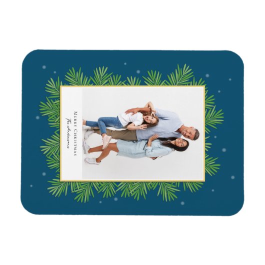 Magnet Flexible Botaniques de Noël Verdure Photo simple et élégant (Horizontal)