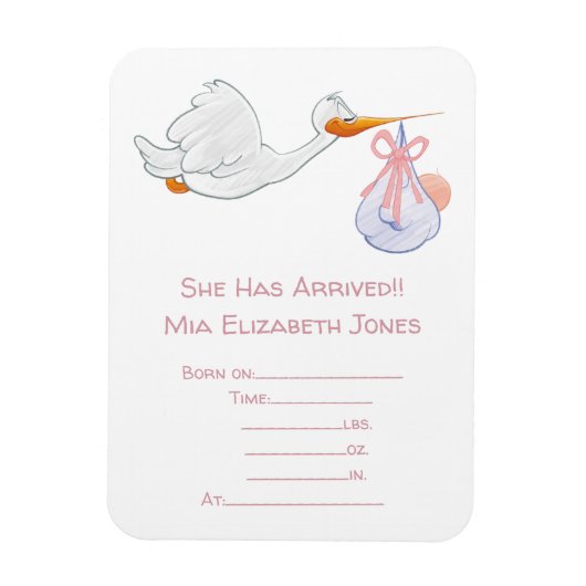 Magnet Flexible Bouche avec Faire-part bébé (Vertical)