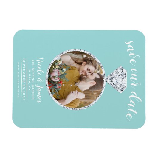 Magnet Flexible Boule en diamant turquoise Photo Enregistrer la da (Horizontal)