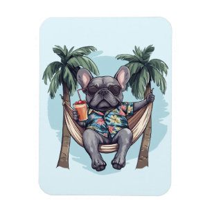 Magnet Flexible Bouledogue Français En Haut Hawaïen