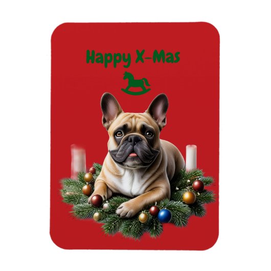 Magnet Flexible Bouledogue français French Bulldog Noël (Vertical)