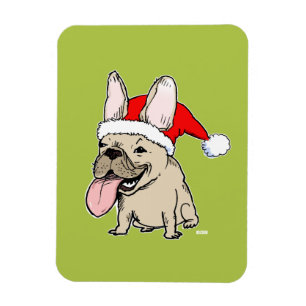 Magnet Flexible Bouledogue français le père noël - Noël drôle