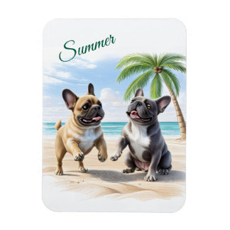 Magnet Flexible Bouledogues français plage Bouledogue français