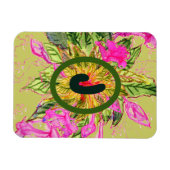 Magnet Flexible Bouquet et lettre de fleurs de baume rose (Horizontal)