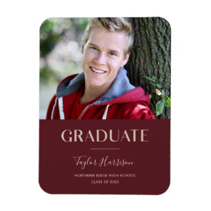 Magnet Flexible Bourgogne 2024 Gradué 1-Photo Grad Faire-part