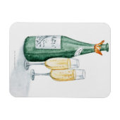 Magnet Flexible Bouteilles de champagne et deux verres (Horizontal)
