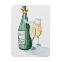 Bouteilles de champagne et deux verres
