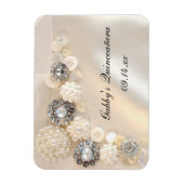 Magnet Flexible Boutons de perles blanches et de diamants Quinceañ (Vertical)