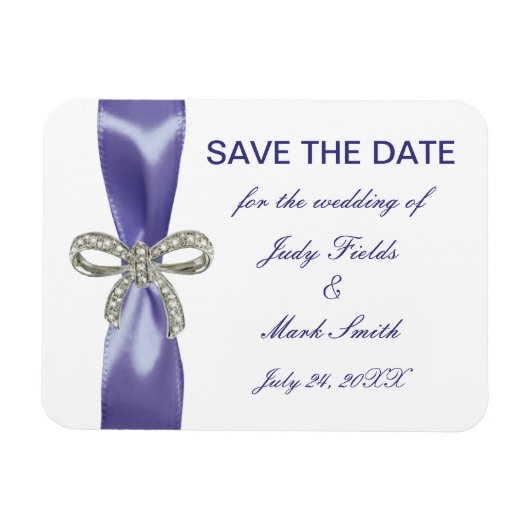 Magnet Flexible Bow Diamond Bleu Violet Enregistrer l'aimant Date (Horizontal)