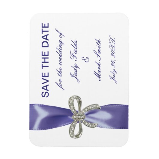 Magnet Flexible Bow Diamond Bleu Violet Enregistrer l'aimant Date (Vertical)
