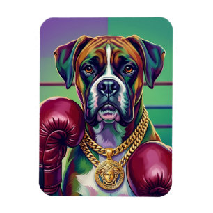 Magnet Flexible Boxeur de Dogue Boxeur Moderne d'Art Pop Athlète