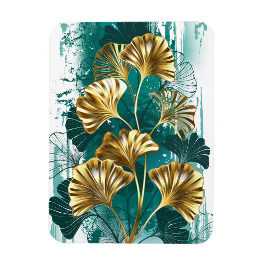 Magnet Flexible Branche avec Feuilles d'or Ginko Biloba (Vertical)