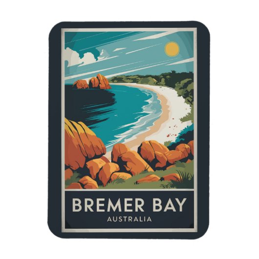 Magnet Flexible Bremer Bay Australie Illustration Voyage Art Retro (Vertical)