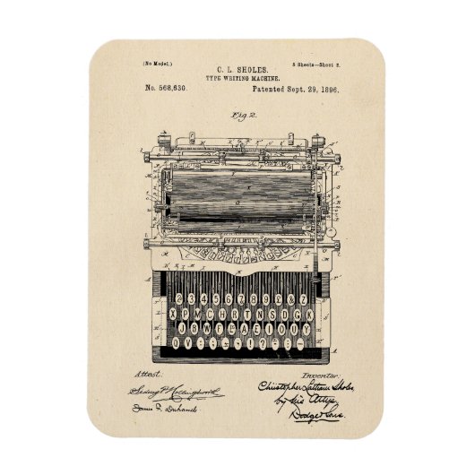 Magnet Flexible Brevet de machine à écrire vintage (Vertical)