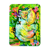 Magnet Flexible bright colorful hippopotamus and birds (Vertical)