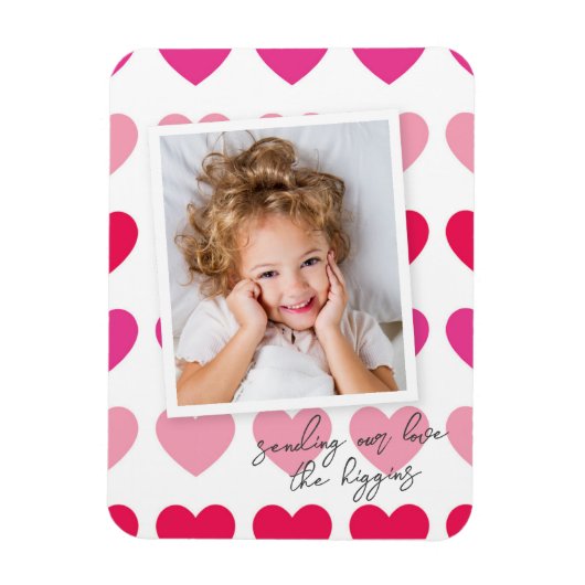 Magnet Flexible Bright Pink Hearts Photo Saint Valentin Fête C (Vertical)