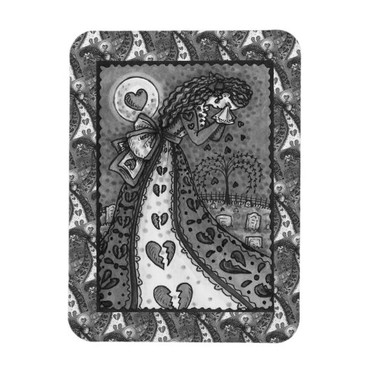 MAGNET FLEXIBLE BROKEN HEARDISE WEEPING VALENTINE, CEMETERY GOTH (Vertical)