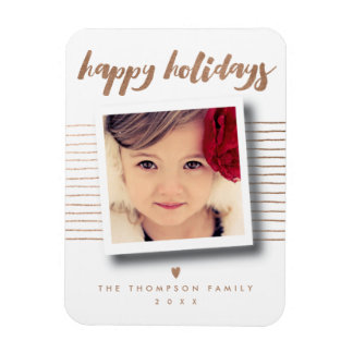 Magnet Flexible Bronze Happy Holidays Script Christmas Photo Card