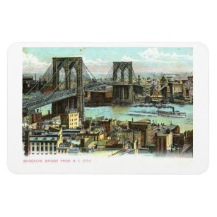 Magnet Flexible Brooklyn Bridge, New York City 1910 Vintage Postca