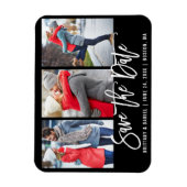 Magnet Flexible Brosse Moderne Script 3 Photo Enregistrer La Date  (Vertical)