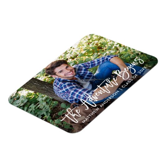 Magnet Flexible Brosse moderne Script Aventure commence la graduat (Côté Gauche)