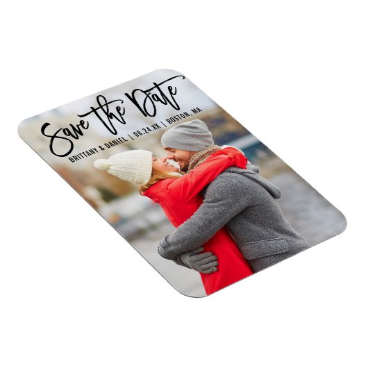 Magnet Flexible Brosse moderne Script Couple Photo B Enregistrer L (Côté Droit)