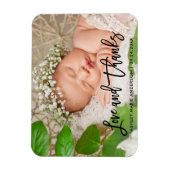 Magnet Flexible Brosse moderne Script Nouveau bébé amour et Merci (Vertical)