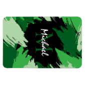Magnet Flexible Brosse nuances de nom vert avec monogramme (Horizontal)