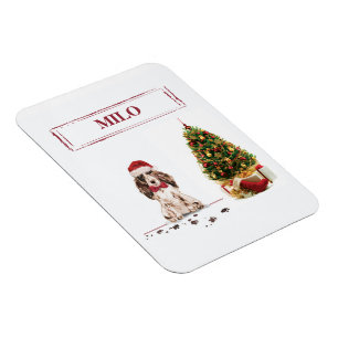 Magnet Flexible Brown Cocker Spaniel Funny Christmas Dog with Tree