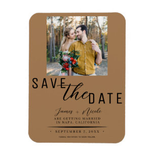 Magnet Flexible Brown Enregistrer le Mariage photo Date