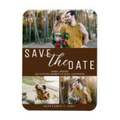 Magnet Flexible Brown foncé Enregistrer la date Mariage 3 photos (Vertical)