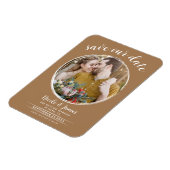 Magnet Flexible Brown Photo ronde moderne Enregistrer la date (Côté Gauche)