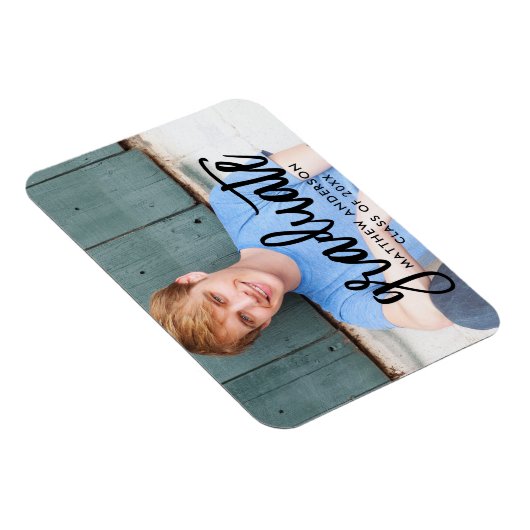 Magnet Flexible Brush Script Moderne Graduation Faire-part (Côté Droit)