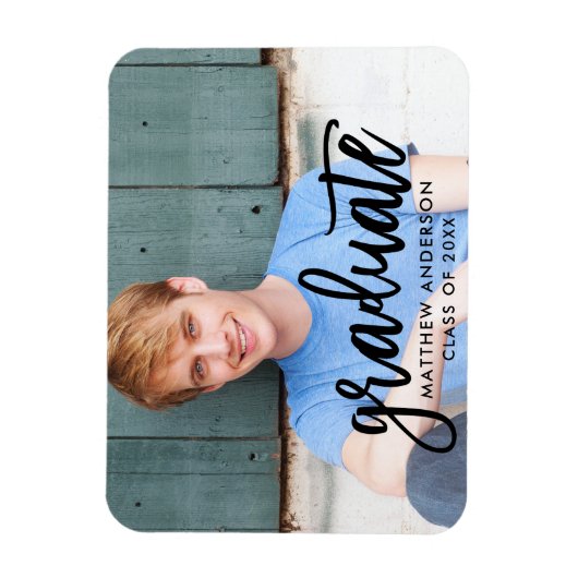 Magnet Flexible Brush Script Moderne Graduation Faire-part (Vertical)