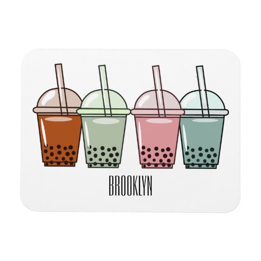 Magnet Flexible Bubble tea cartoon illustration (Horizontal)