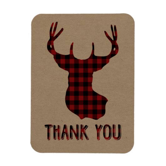 Magnet Flexible Buck Deer Head | Rustic Buffalo Plaid Merci (Vertical)